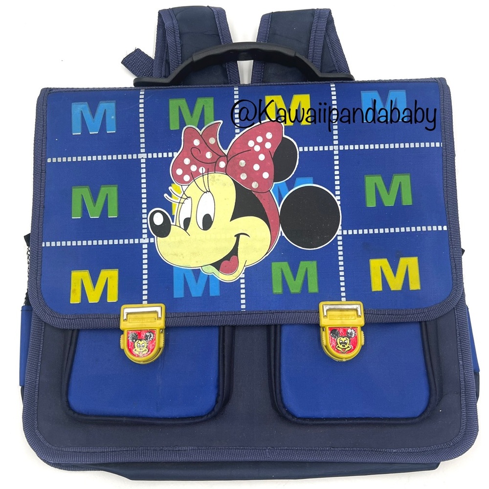 Vintage 90s Minnie Mouse Disney Blue Children’s Briefcase Backpack School Bag